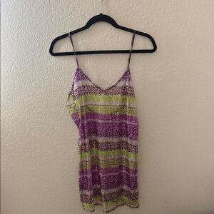 Showpo Purple and Green Patterned Dress